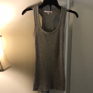 Silver metallic stretchy racer back tank top. Sz M